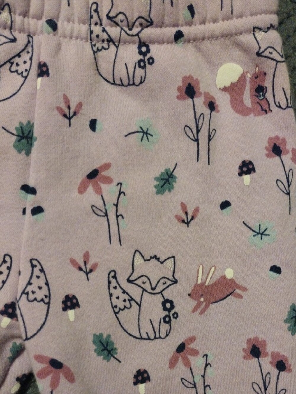 Lilac Baby Bodysuit and Fox Print Fleece Pants Set - Picture 3 of 13